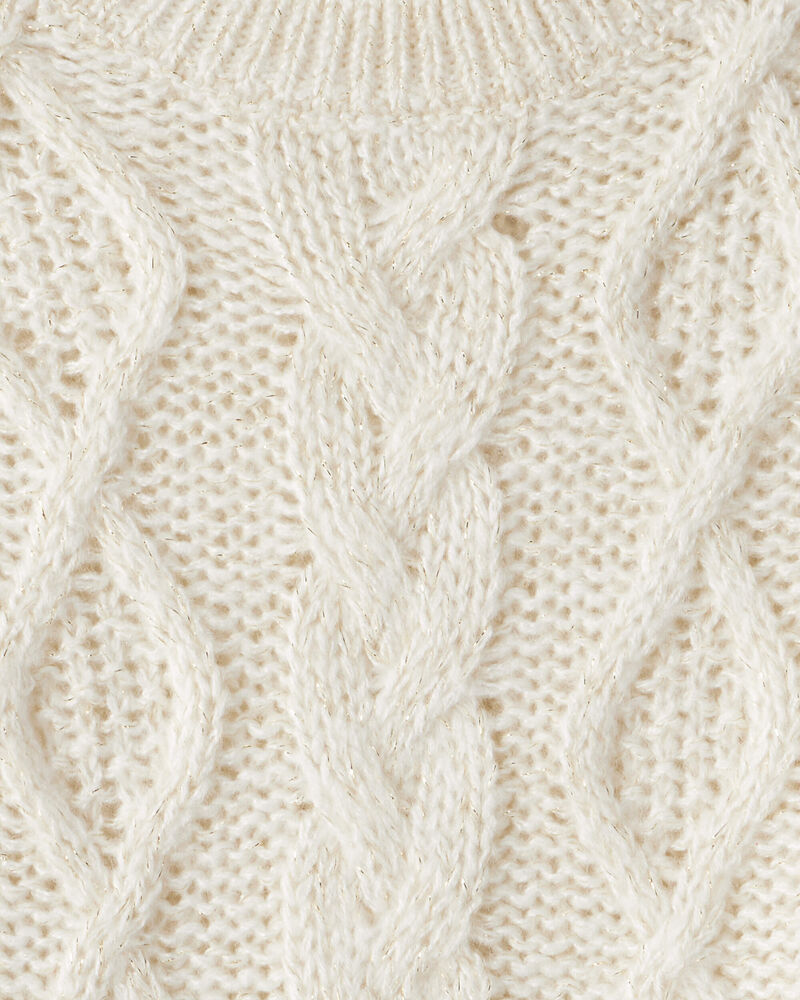 Toddler Girl Metallic Cable Knit Long-Sleeve Sweater - Ivory, image 3 of 4 slides