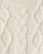 Toddler Girl Metallic Cable Knit Long-Sleeve Sweater - Ivory, image 3 of 4 slides