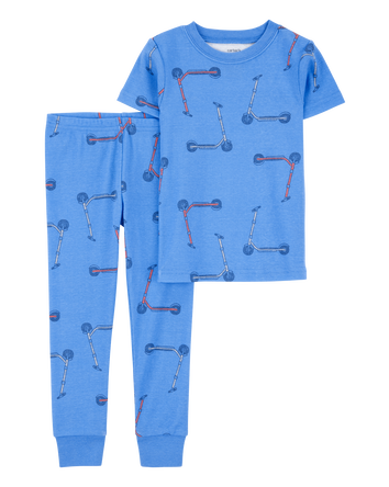 Toddler Boy 2-Piece Scooter Print 100% Snug Fit Cotton Pajamas - Blue, 