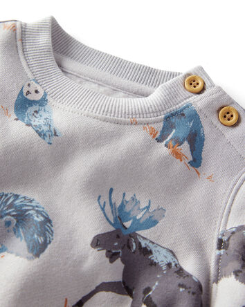 Baby Boy Midnight Forest Print Fleece Set Made with Organic Cotton, 