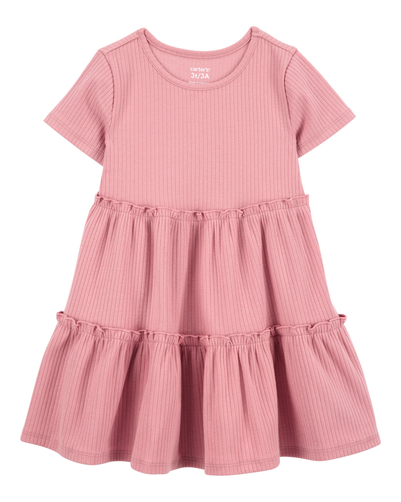 Toddler Solid Short-Sleeve Dress - Pink, image 1 of 4 slides