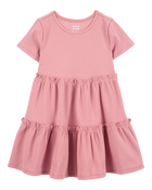 Toddler Solid Short-Sleeve Dress - Pink, image 1 of 4 slides