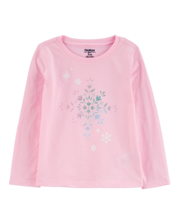 Kid Snowflake-Print Long-Sleeve Shirt - Pink, 