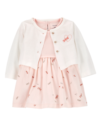 Baby 2-Piece Bodysuit Dress & Cardigan Set, 