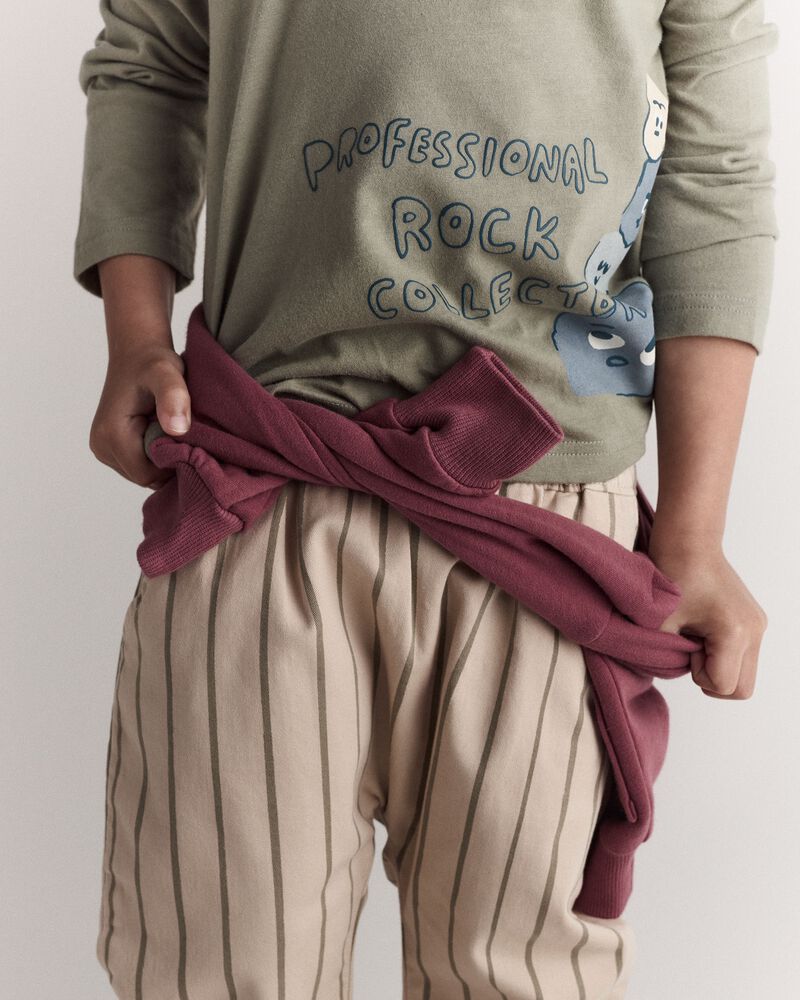 Toddler 'Rock Collector' Long-Sleeve Relaxed Graphic Tee - Olive, image 4 of 7 slides