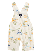 Toddler Boy Tropical-Print Canvas Shortalls-Cream, image 2 of 4 slides