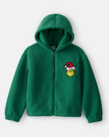 Kid Dr. Seuss&trade; The Grinch Sherpa Hooded Zip-Up Jacket - Green, 