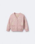 Toddler Girl Star & Moon Pocket Cardigan - Light Pink, image 2 of 7 slides