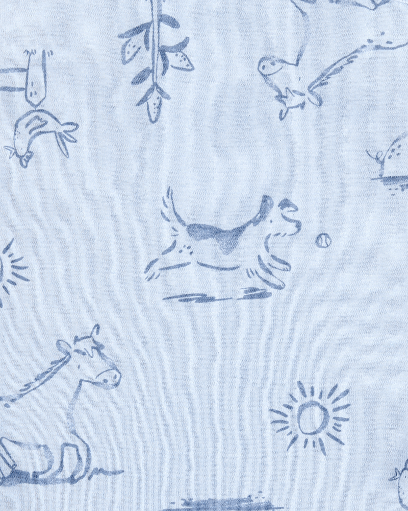 Baby 7-Piece Short-Sleeve Bodysuits & Pull-On Pants Set - Blue, image 8 of 12 slides