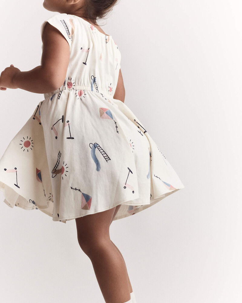 Toddler Girl Avenue Twirl&trade; Dress in Park Day Print - Cream, image 3 of 8 slides