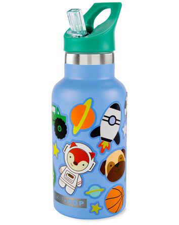 Stainless Steel Canteen Bottle With Stickers - Blue, 