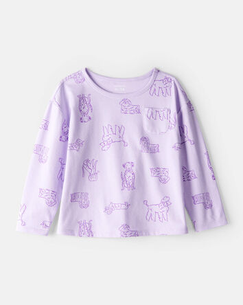 Toddler Girl 2-Piece Dog Print Top & Flare Stretch Leggings Set - Purple, 