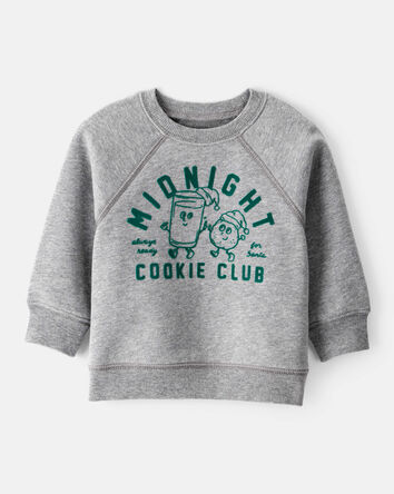 Baby Boy DayDream Fleece Midnight Cookie Club Long-Sleeve Pullover Sweatshirt - Grey, 