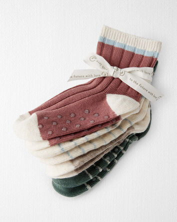 Toddler 4-Pack No-Slip Socks Made with Organic Cotton, 