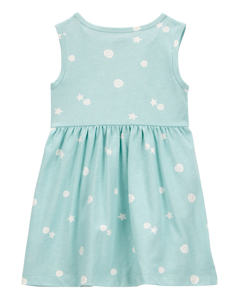 Toddler 2-Piece Starfish Tank Dress & Bike Short Set - Turquoise, image 3 of 9 slides