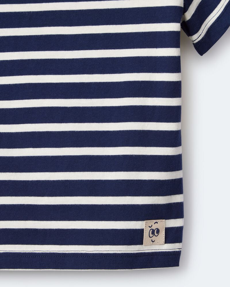 Toddler Striped Short-Sleeve Relaxed Subway Tee - Navy, image 6 of 6 slides