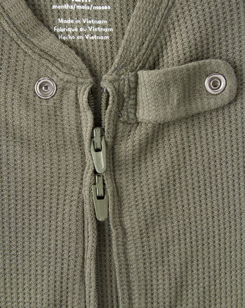 Baby Boy PurelySoft Long-Sleeve 2-Way Zip 1-Piece Pajamas - Green, 