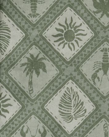 Toddler Tile Print Button-Down Shirt - Green, 