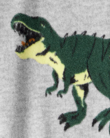 Boys Dinosaur Loose Fit Long-Sleeve Zip-Up 1-Piece Pajamas - Grey, 