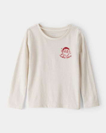 Toddler Girl Christmas Santa Cookie Crew Long-Sleeve Graphic Tee - Cream, 