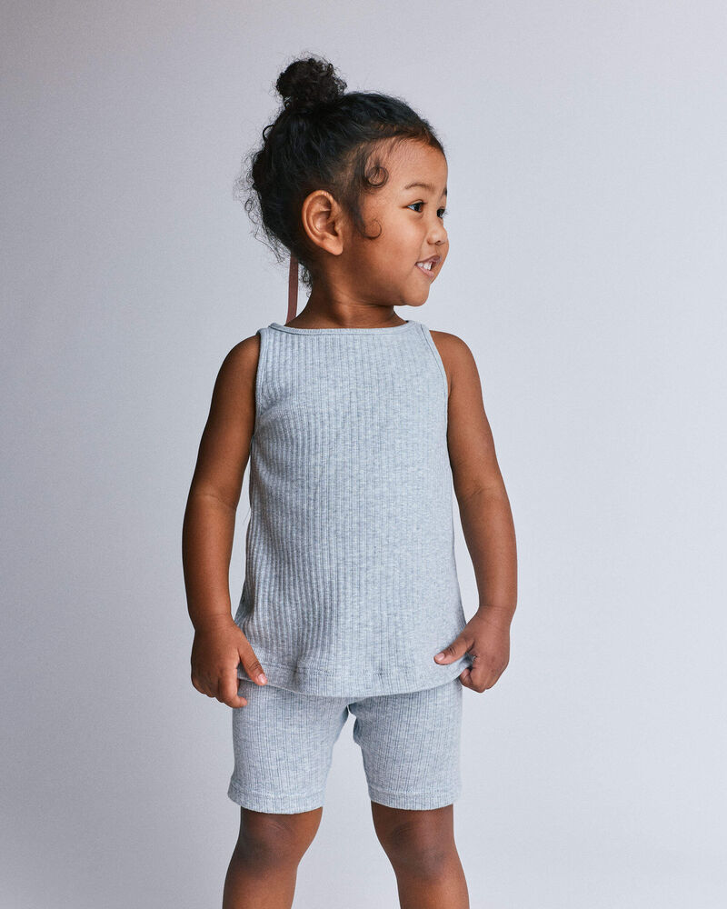 Toddler Girl Ribbed Playtime Tank Top - Heather Grey, image 1 of 5 slides