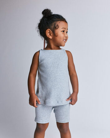 Toddler Girl Ribbed Playtime Tank Top - Heather Grey, 