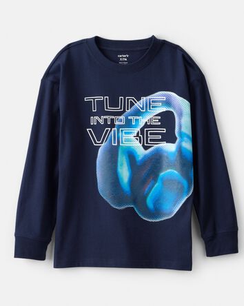 Boys Head Phones Long-Sleeve Graphic Tee - Blue, 