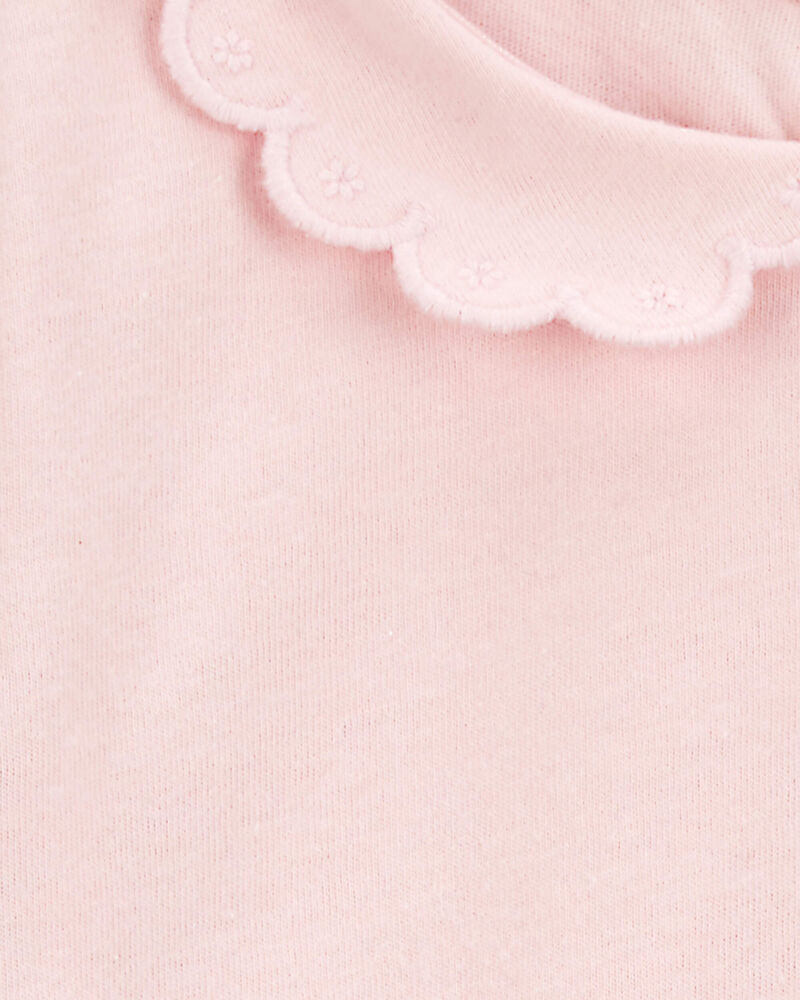 Baby Scalloped Collar Short-Sleeve Bodysuit - Pink, image 2 of 3 slides