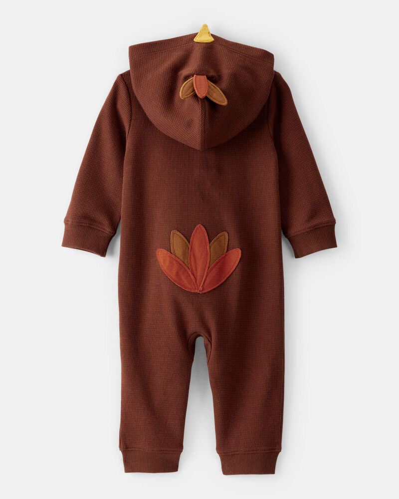 Baby Turkey Long-Sleeve Hooded Jumpsuit - Brown, image 2 of 5 slides