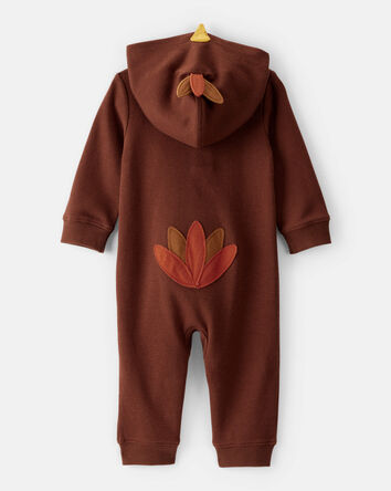 Baby Turkey Long-Sleeve Hooded Jumpsuit - Brown, 