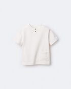 Toddler Boy Henley Tee with Pocket - Cream, image 2 of 7 slides