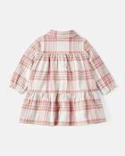 Baby Girl 2-Piece Plaid Cotton Long-Sleeve Dress Set - Pink/White, image 3 of 6 slides