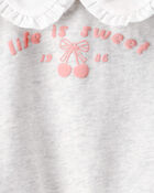 Baby Girl Cherry French Terry Short-Sleeve Graphic Tee - Grey, image 4 of 5 slides