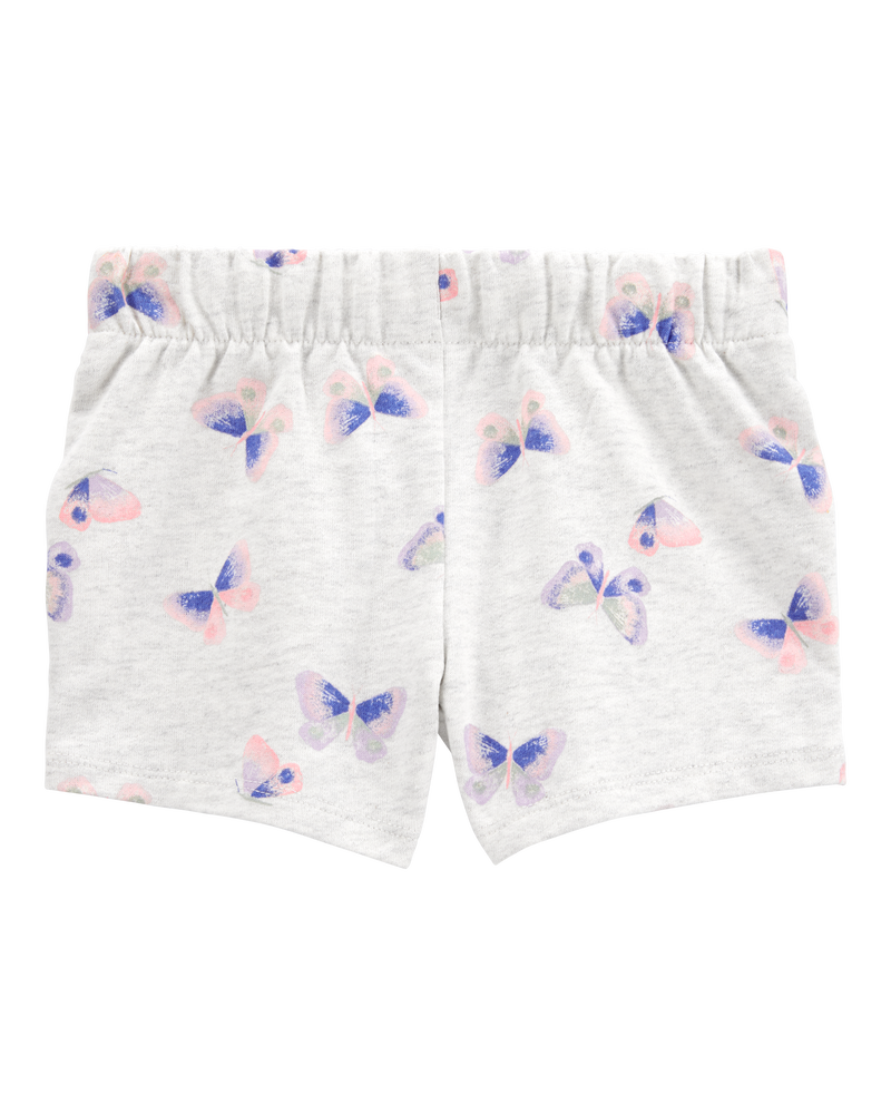 Baby Butterfly Print Pull-On French Terry Shorts - Grey, image 2 of 4 slides