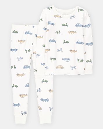 Toddler Boy Car Print PurelySoft 2-Piece Pajamas - Ivory, 