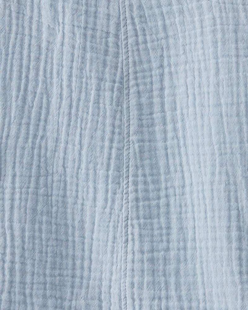 Toddler Organic Cotton Gauze Shortalls in Seal Blue, image 4 of 5 slides