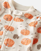 Baby Organic Cotton Sleep & Play Pajamas in Harvest Pumpkins Print, image 2 of 4 slides