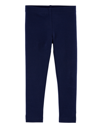Baby Girl Cotton Stretch Leggings - Navy, 