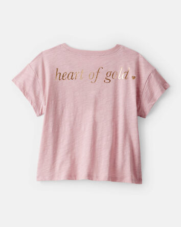 Girls Heart of Gold Cotton Short-Sleeve Graphic Tee - Pink, 