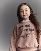 Toddler Neutral Are We There Yet' Pullover Sweatshirt - Mocha Brown, image 1 of 6 slides