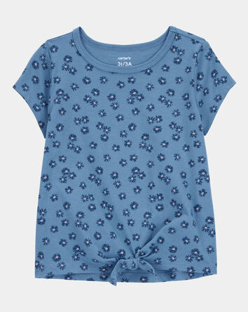 Toddler Floral Tie-Front Short-Sleeve Tee - Blue, 