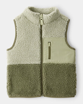 Toddler Boy Sherpa Sleeveless Vest - Green, 