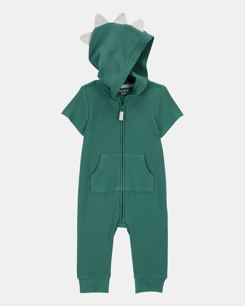 Baby Dinosaur Zip-Up Jumpsuit - Green, image 1 of 3 slides