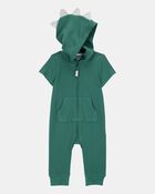 Baby Dinosaur Zip-Up Jumpsuit - Green, image 1 of 3 slides