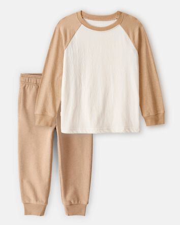 Toddler Boy 2-Piece Color Block Raglan Tee & Jogger Set - Tan
, 