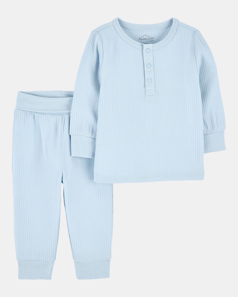 Baby 2-Piece PurelySoft Outfit Set - Blue, image 1 of 5 slides