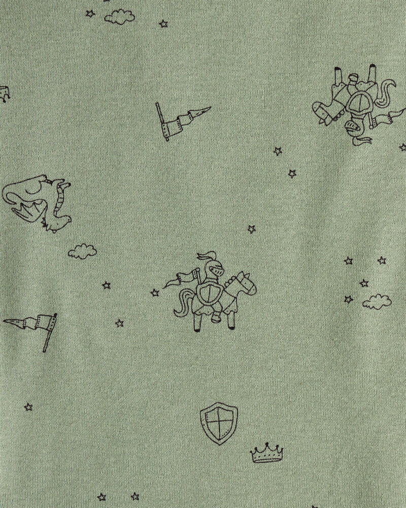 Baby Boy Dragon Print Cotton Long-Sleeve Bodysuit & Pant Set - Green/White, image 5 of 6 slides