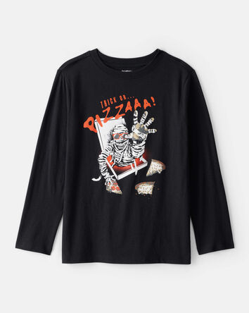 Boys Halloween Trick Or Pizza Long-Sleeve Graphic Tee - Black, 
