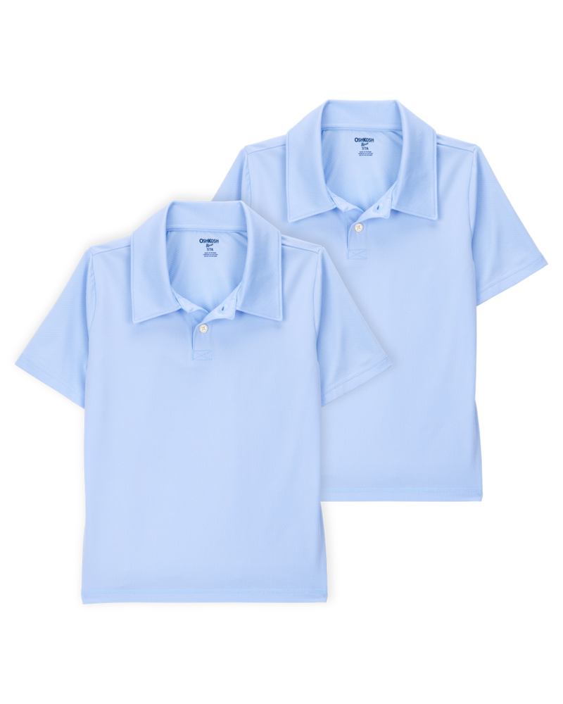 Kid 2-Pack Active Uniform Polo Shirts in Moisture Wicking BeCool&trade; Fabric - Blue, image 1 of 3 slides
