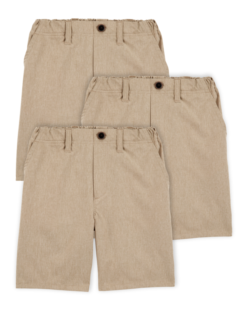 Kid 3-Pack Active Pull-On Uniform Shorts - Khaki, image 1 of 4 slides